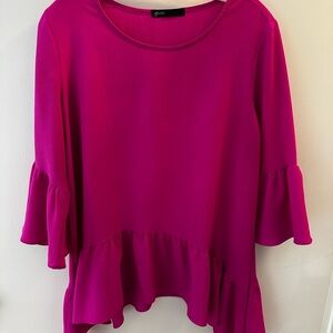 Gibson Hot Pink Ruffle Peplum Blouse